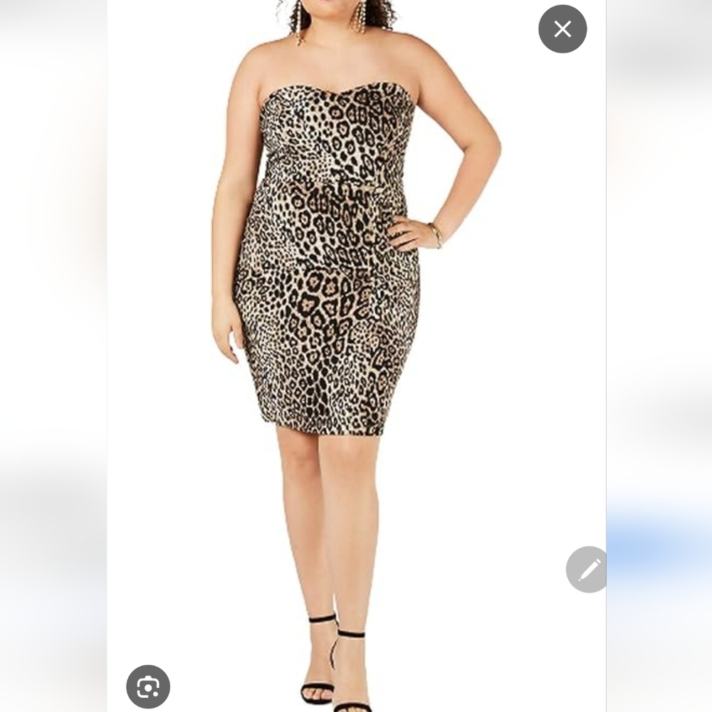 NWT.Leopard Print Women's Strapless Dress Wyth Pakets.pit To Pit 23"